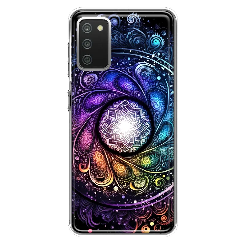 For Samsung Galaxy A02S Mandala Geometry Abstract Galaxy Pattern Design Hybrid Protective Phone Case Cover