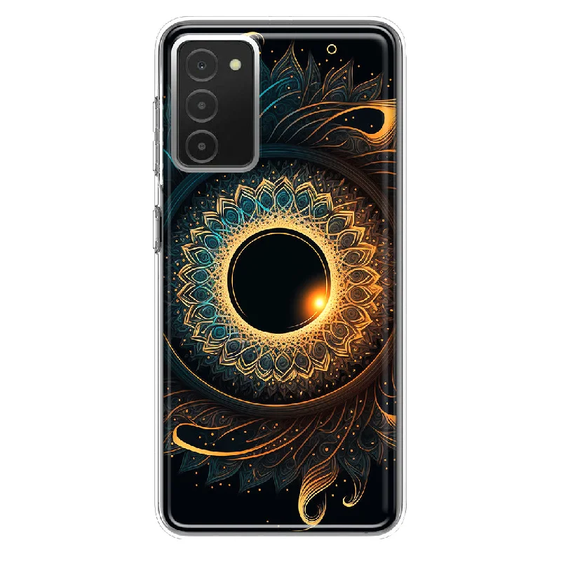 For Samsung Galaxy A03S Mandala Geometry Abstract Eclipse Pattern Design Hybrid Protective Phone Case Cover