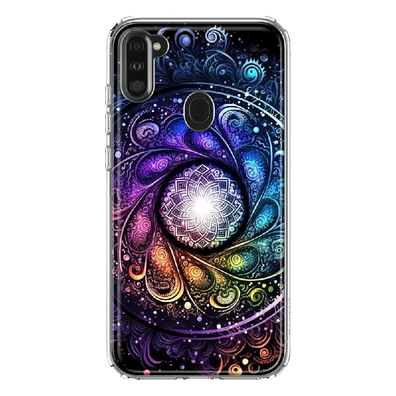 For Samsung Galaxy A11 Mandala Geometry Abstract Galaxy Pattern Design Hybrid Protective Phone Case Cover