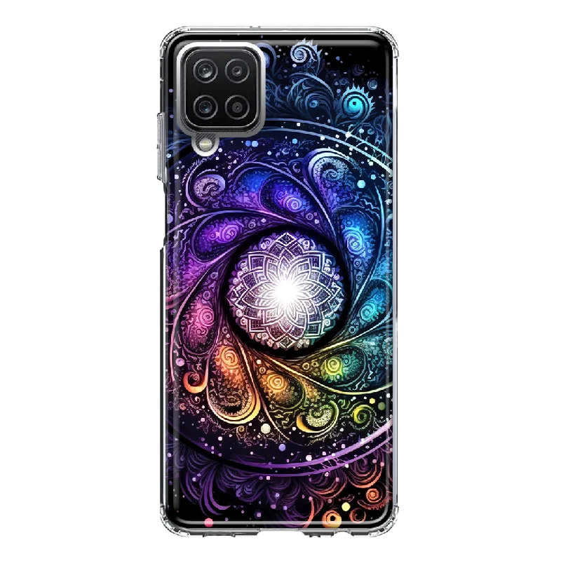 For Samsung Galaxy A12 Mandala Geometry Abstract Galaxy Pattern Design Hybrid Protective Phone Case Cover