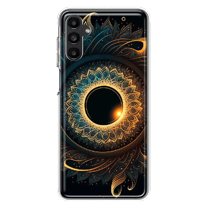 For Samsung Galaxy A14 5G Mandala Geometry Abstract Eclipse Pattern Design Hybrid Protective Phone Case Cover