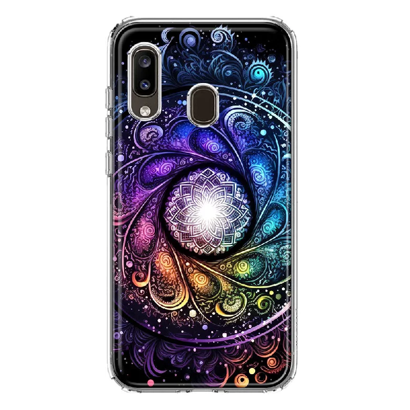 For Samsung Galaxy A20 Mandala Geometry Abstract Galaxy Pattern Design Hybrid Protective Phone Case Cover