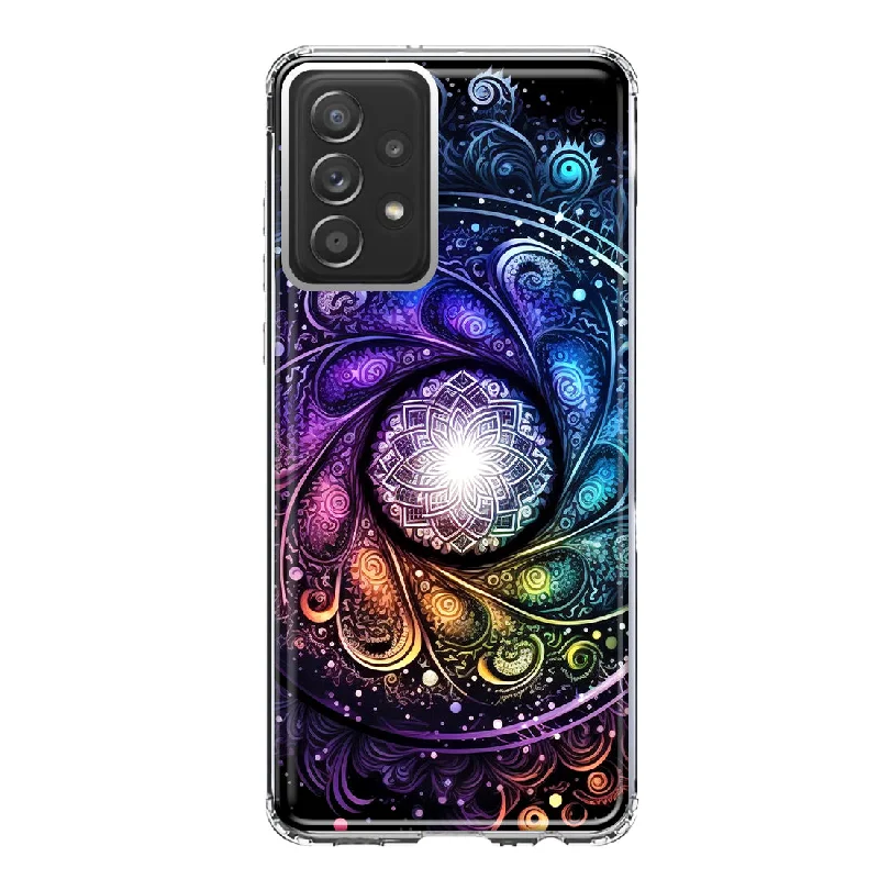 For Samsung Galaxy A31 Mandala Geometry Abstract Galaxy Pattern Design Hybrid Protective Phone Case Cover