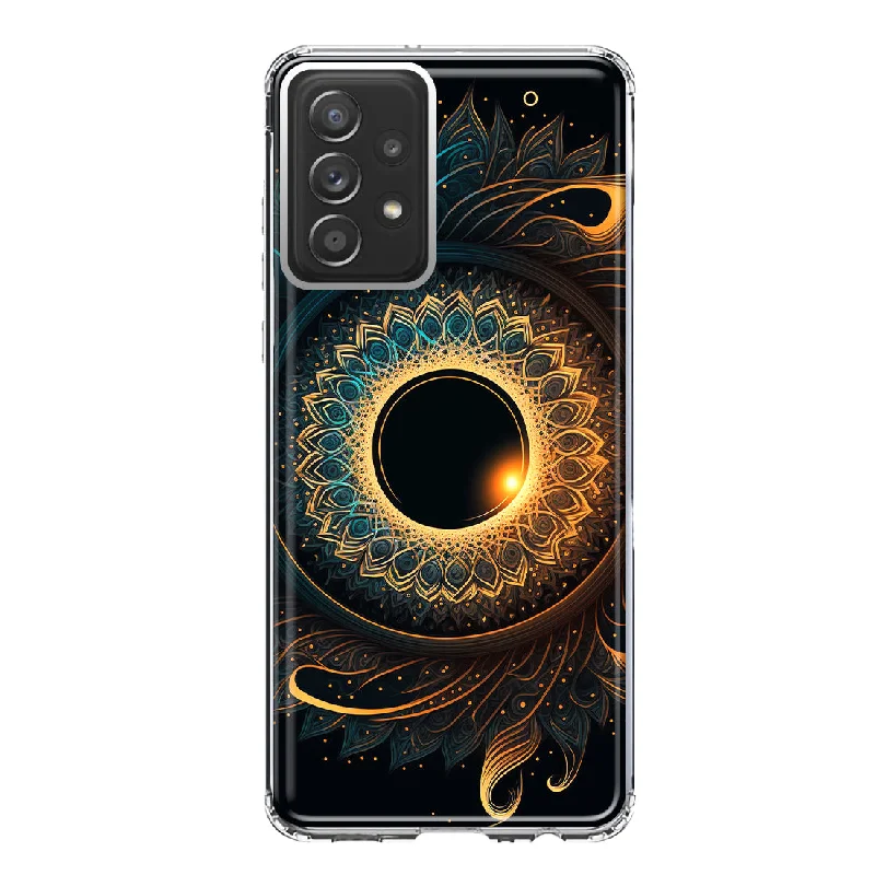 For Samsung Galaxy A32 Mandala Geometry Abstract Eclipse Pattern Design Hybrid Protective Phone Case Cover