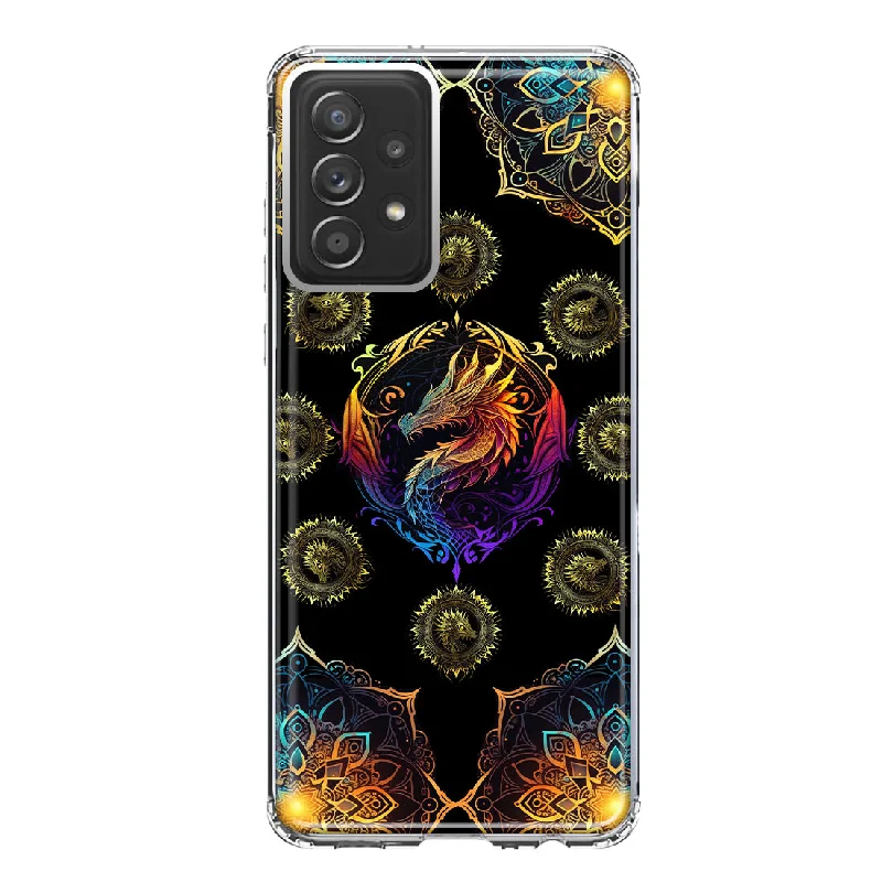 For Samsung Galaxy A33 Mandala Geometry Abstract Dragon Pattern Design Hybrid Protective Phone Case Cover