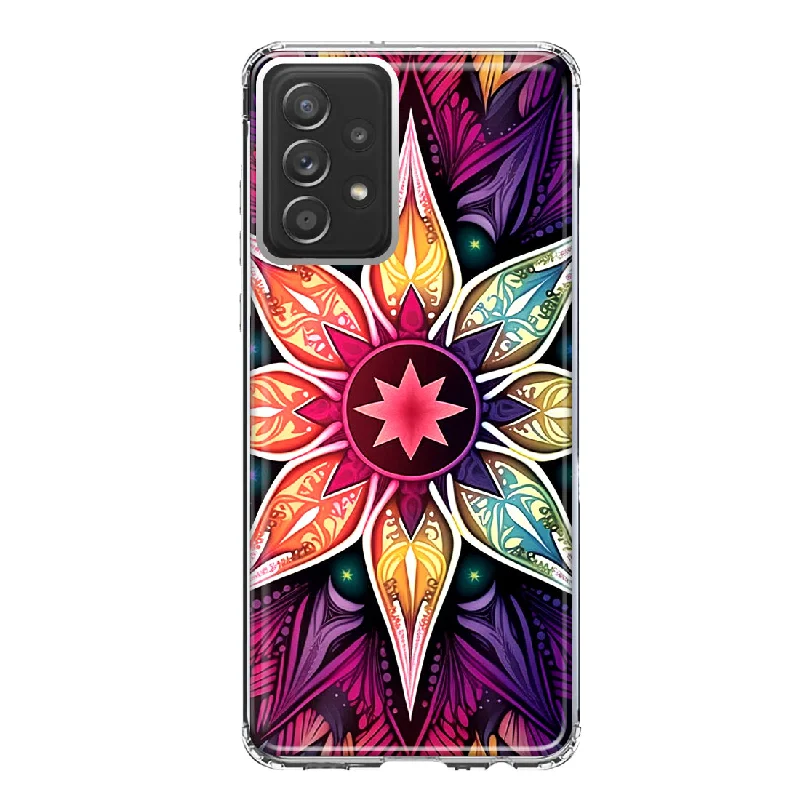 For Samsung Galaxy A33 Mandala Geometry Abstract Star Pattern Design Hybrid Protective Phone Case Cover