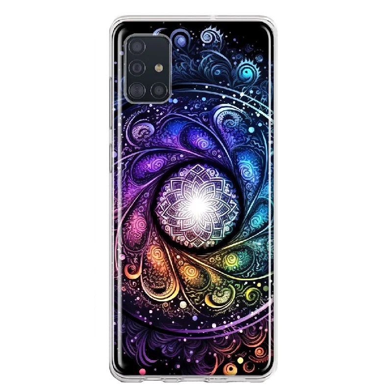 For Samsung Galaxy A51 Mandala Geometry Abstract Galaxy Pattern Design Hybrid Protective Phone Case Cover