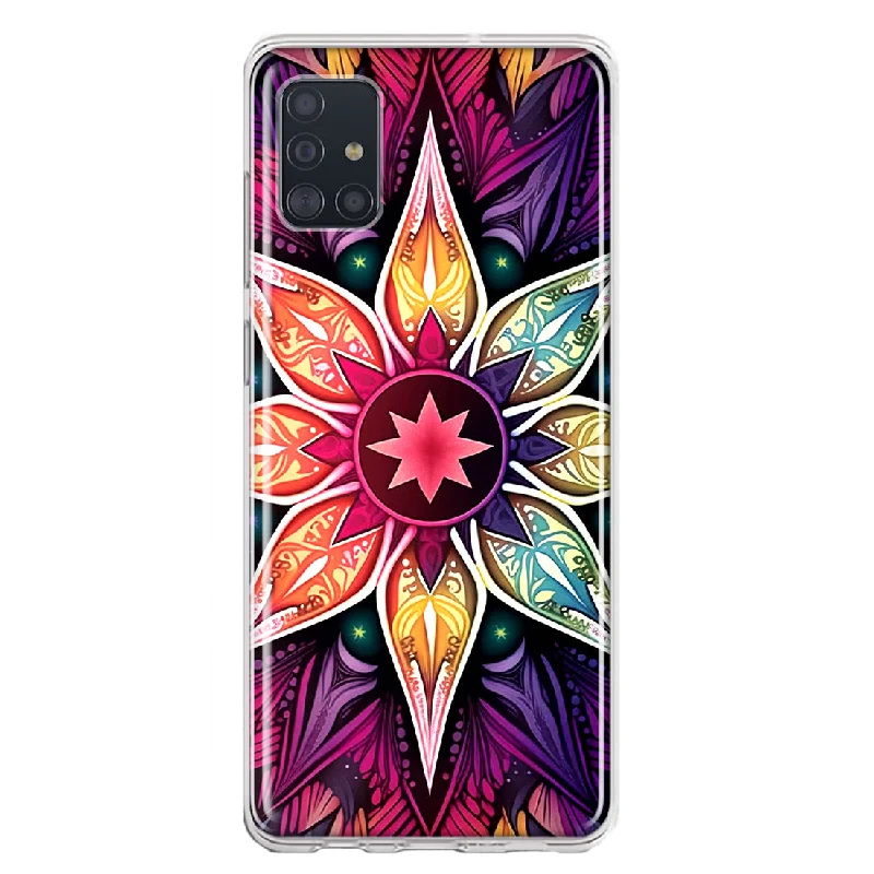 For Samsung Galaxy A51 Mandala Geometry Abstract Star Pattern Design Hybrid Protective Phone Case Cover