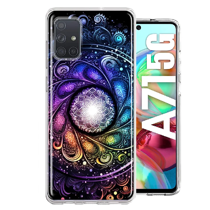 For Samsung Galaxy A71 4G Mandala Geometry Abstract Galaxy Pattern Design Hybrid Protective Phone Case Cover