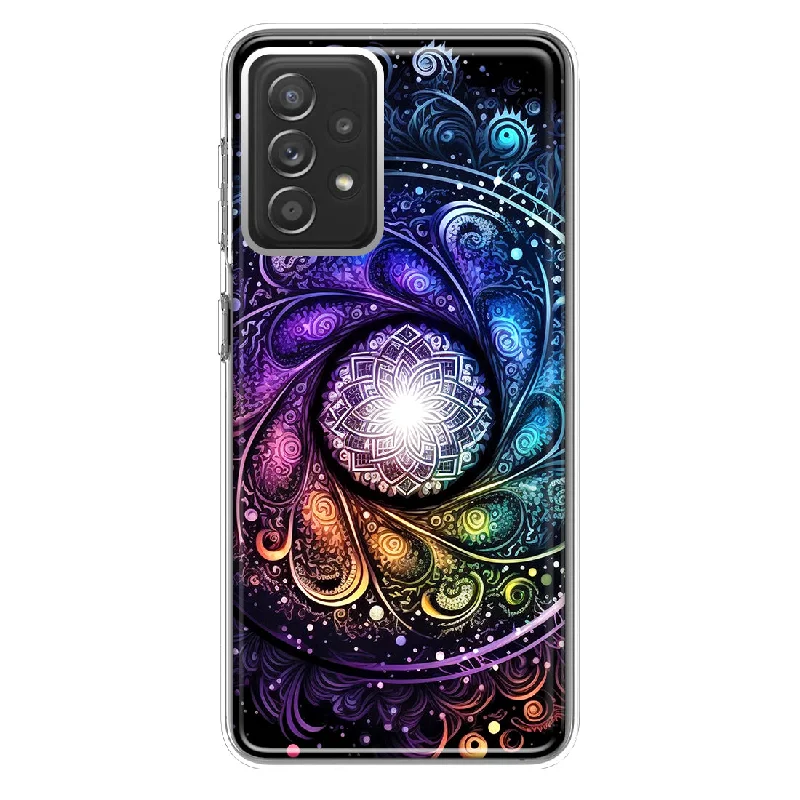 For Samsung Galaxy A72 Mandala Geometry Abstract Galaxy Pattern Design Hybrid Protective Phone Case Cover