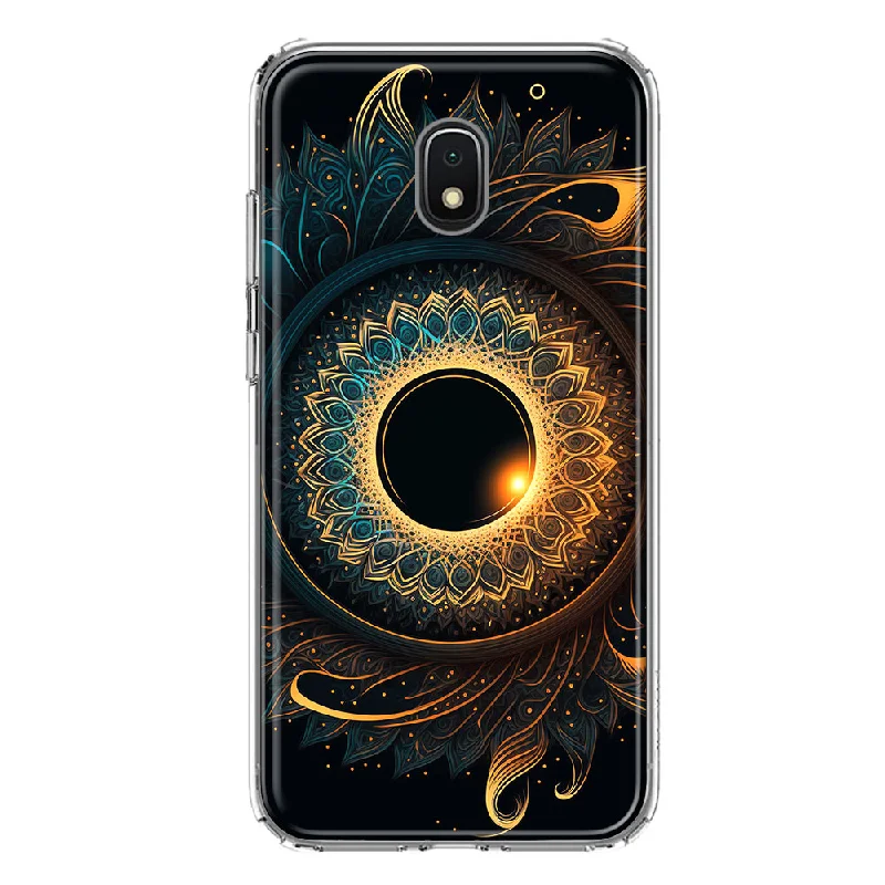 For Samsung Galaxy J7 (2018) Star/Crown/Aura Mandala Geometry Abstract Eclipse Pattern Design Hybrid Protective Phone Case Cover