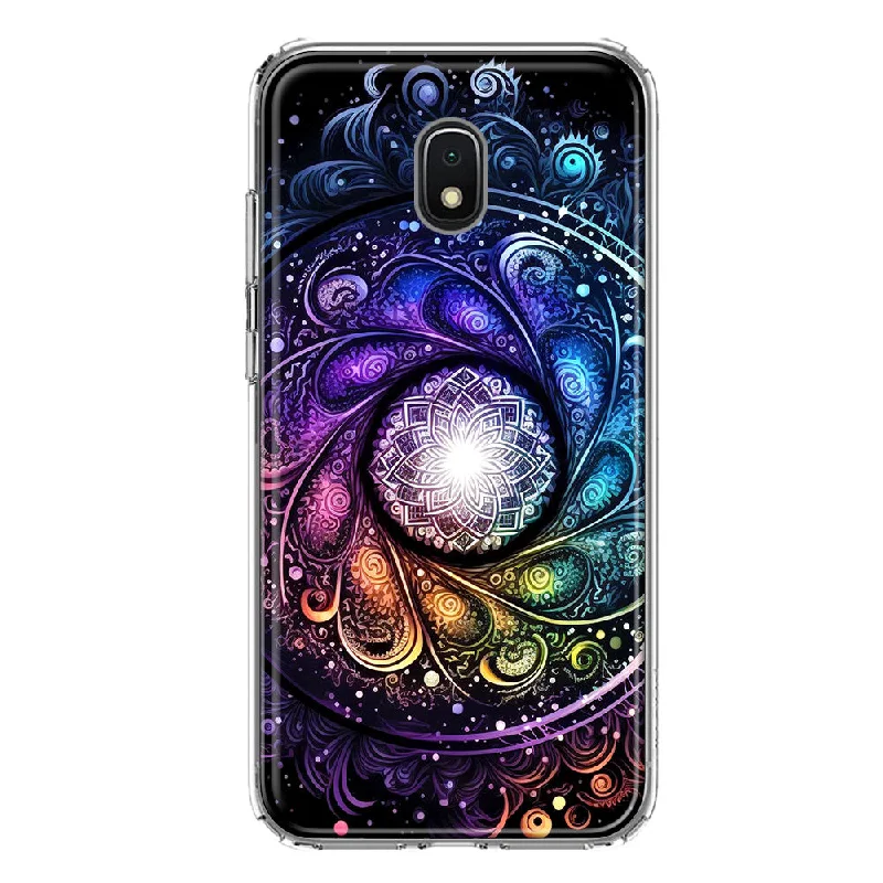 For Samsung Galaxy J7 (2018) Star/Crown/Aura Mandala Geometry Abstract Galaxy Pattern Design Hybrid Protective Phone Case Cover