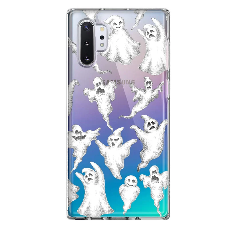 For Samsung Galaxy Note 10 Plus Cute Halloween Spooky Floating Ghosts Horror Scary Design Hybrid Protective Phone Case Cover