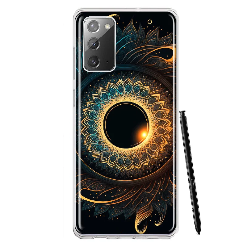 For Samsung Galaxy Note 20 Mandala Geometry Abstract Eclipse Pattern Design Hybrid Protective Phone Case Cover