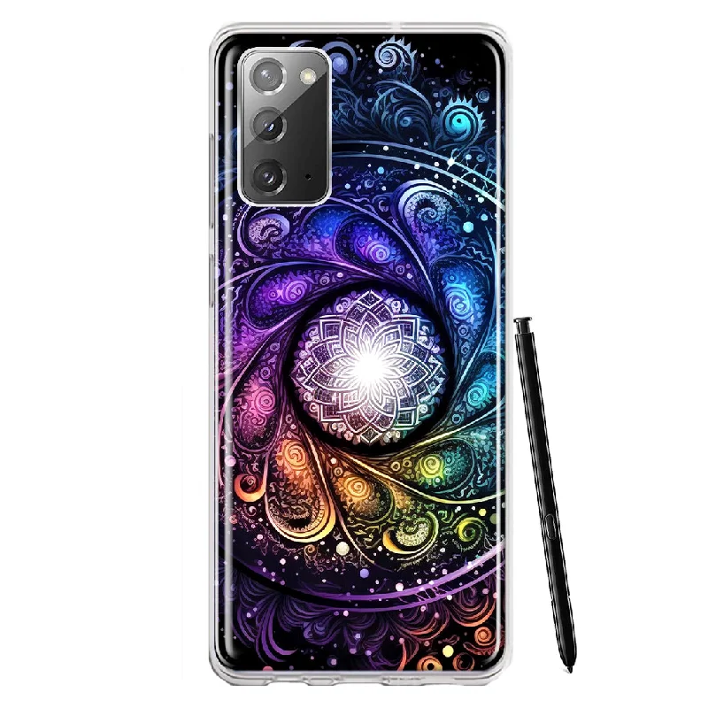 For Samsung Galaxy Note 20 Mandala Geometry Abstract Galaxy Pattern Design Hybrid Protective Phone Case Cover