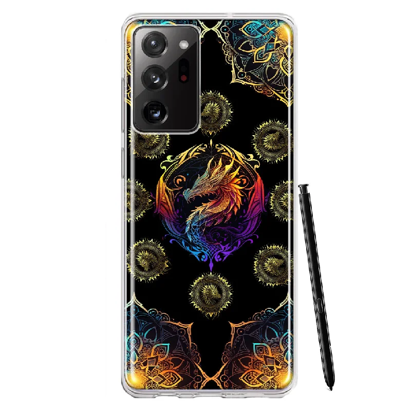 For Samsung Galaxy Note 20 Ultra Mandala Geometry Abstract Dragon Pattern Design Hybrid Protective Phone Case Cover