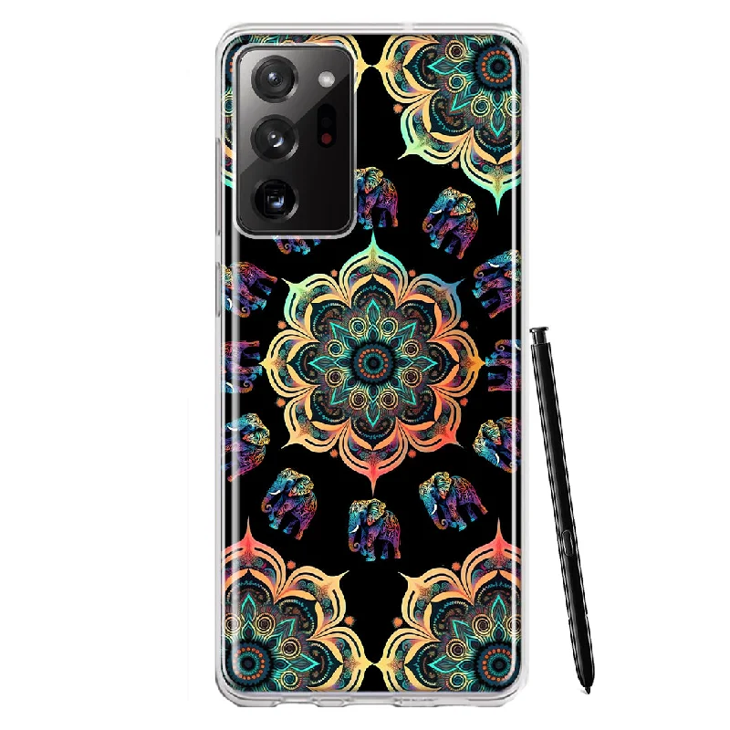 For Samsung Galaxy Note 20 Ultra Mandala Geometry Abstract Elephant Pattern Design Hybrid Protective Phone Case Cover