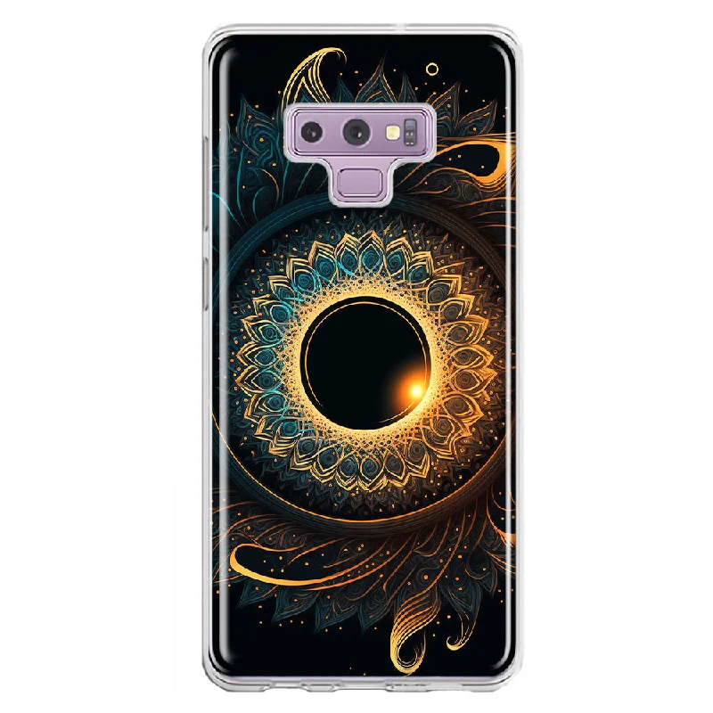 For Samsung Galaxy Note 9 Mandala Geometry Abstract Eclipse Pattern Design Hybrid Protective Phone Case Cover