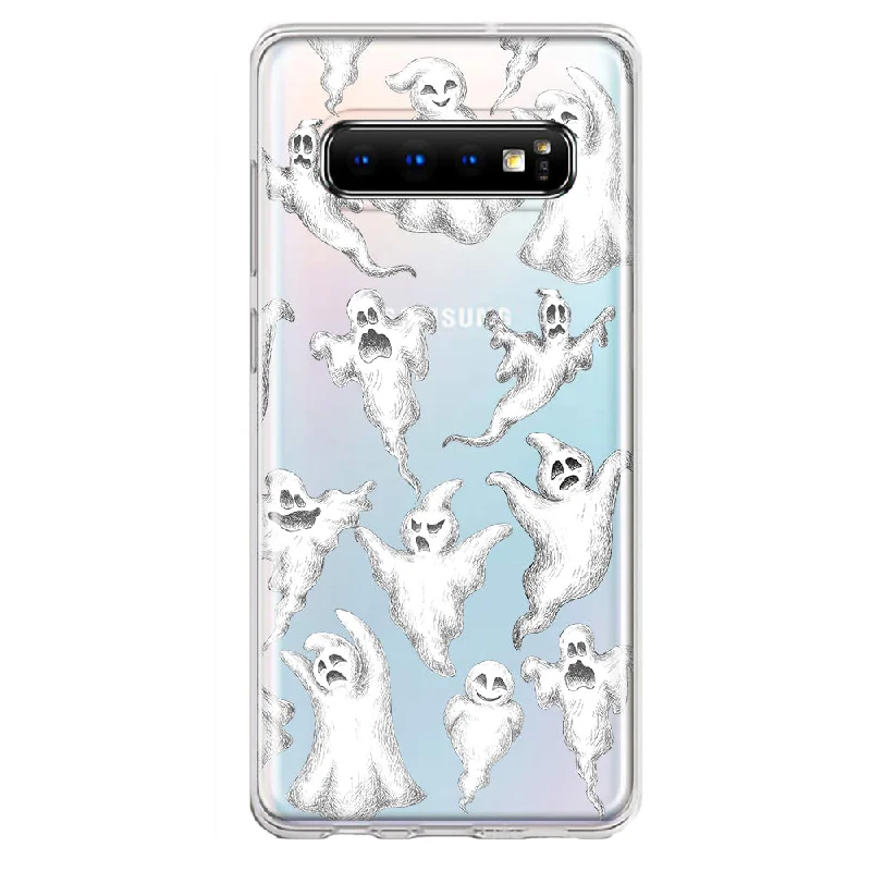 For Samsung Galaxy S10 Cute Halloween Spooky Floating Ghosts Horror Scary Design Hybrid Protective Phone Case Cover