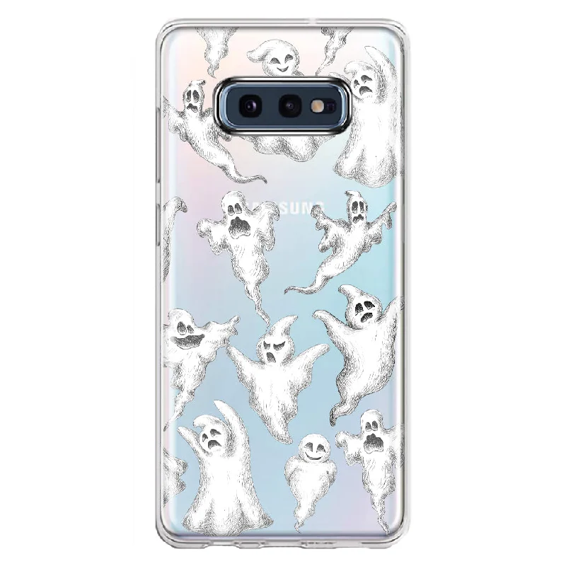 For Samsung Galaxy S10e Cute Halloween Spooky Floating Ghosts Horror Scary Design Hybrid Protective Phone Case Cover