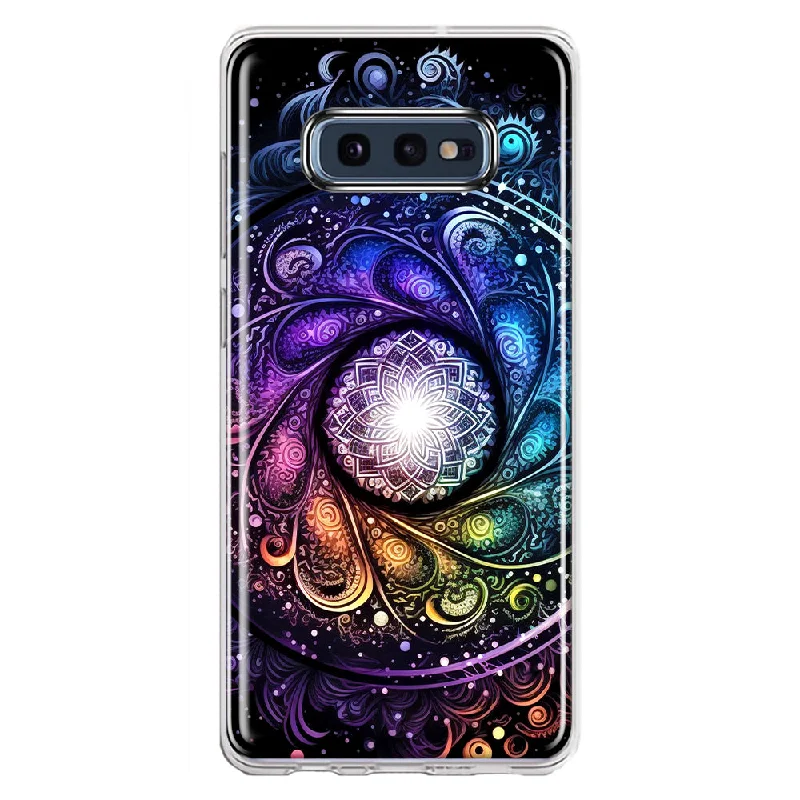 For Samsung Galaxy S10e Mandala Geometry Abstract Galaxy Pattern Design Hybrid Protective Phone Case Cover