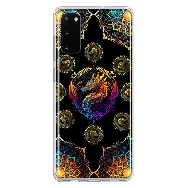 For Samsung Galaxy S20 Mandala Geometry Abstract Dragon Pattern Design Hybrid Protective Phone Case Cover