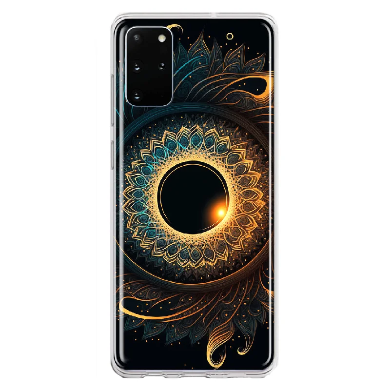 For Samsung Galaxy S20 Plus Mandala Geometry Abstract Eclipse Pattern Design Hybrid Protective Phone Case Cover