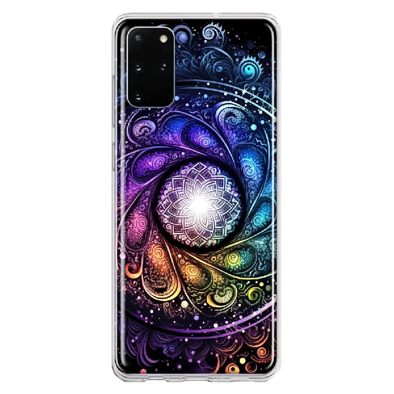 For Samsung Galaxy S20 Plus Mandala Geometry Abstract Galaxy Pattern Design Hybrid Protective Phone Case Cover