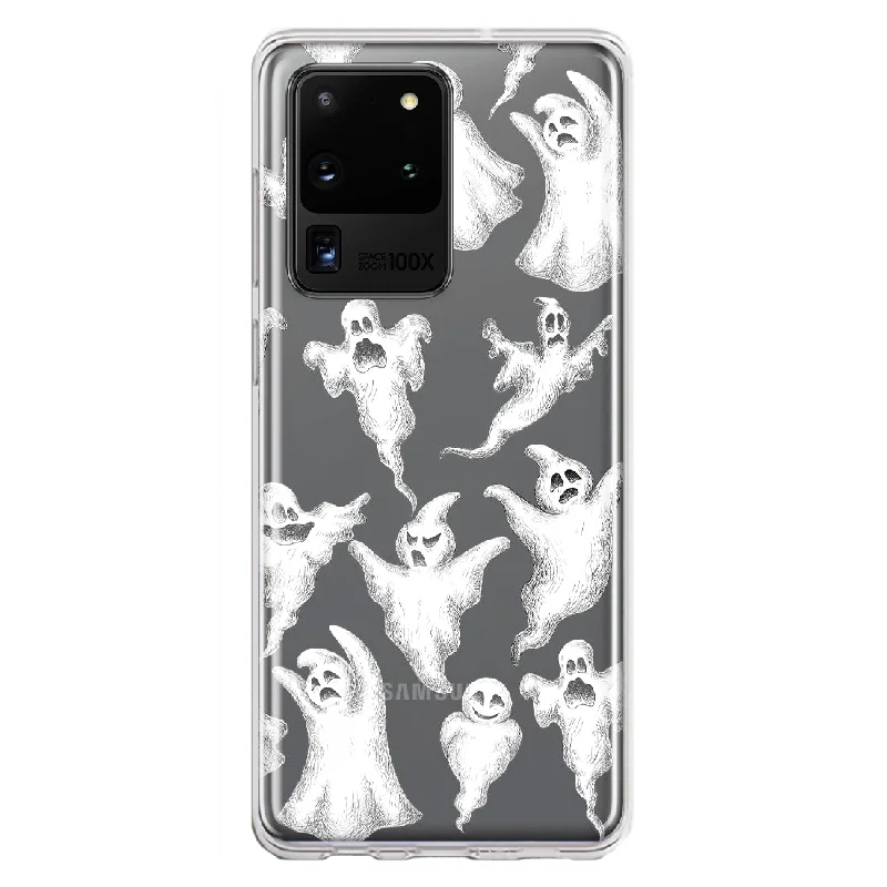 For Samsung Galaxy S20 Ultra Cute Halloween Spooky Floating Ghosts Horror Scary Design Hybrid Protective Phone Case Cover