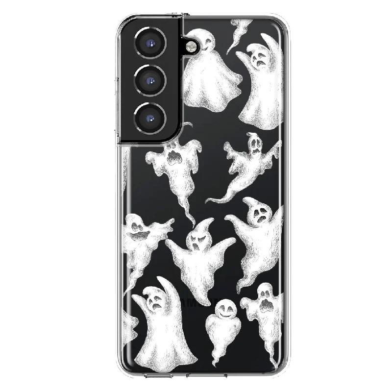 For Samsung Galaxy S21 Cute Halloween Spooky Floating Ghosts Horror Scary Design Hybrid Protective Phone Case Cover