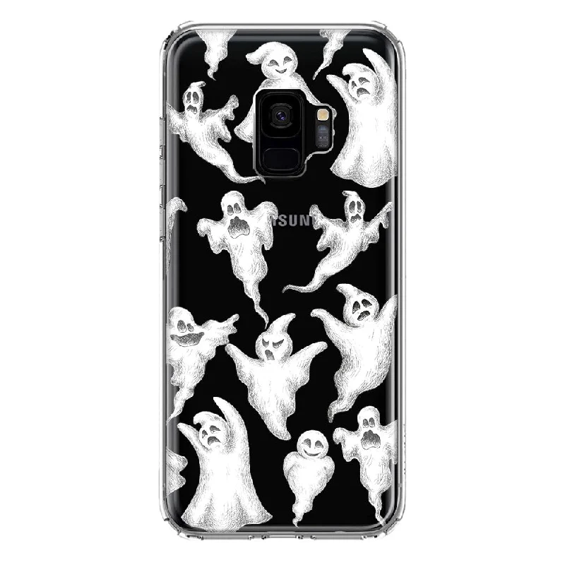 For Samsung Galaxy S9 Cute Halloween Spooky Floating Ghosts Horror Scary Design Hybrid Protective Phone Case Cover