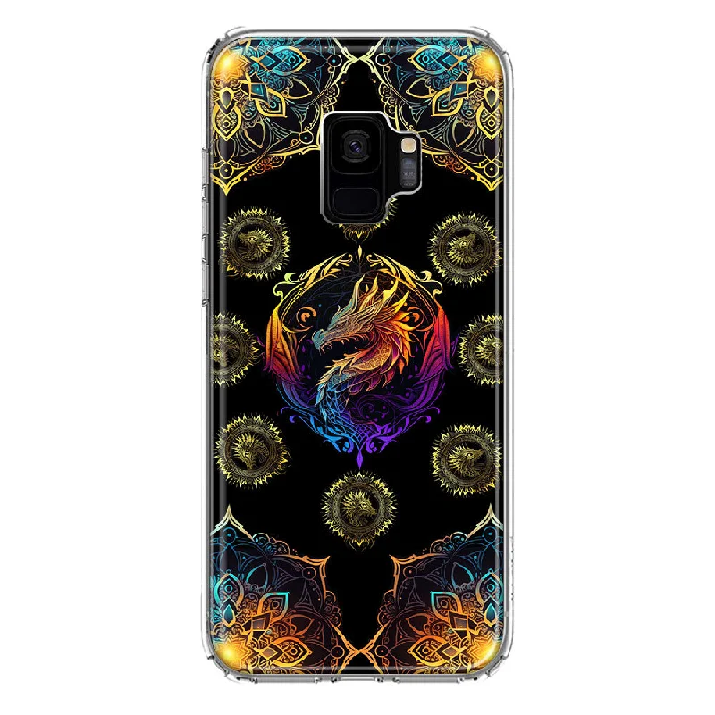 For Samsung Galaxy S9 Mandala Geometry Abstract Dragon Pattern Design Hybrid Protective Phone Case Cover