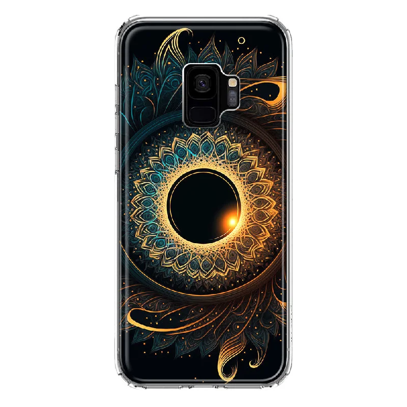 For Samsung Galaxy S9 Mandala Geometry Abstract Eclipse Pattern Design Hybrid Protective Phone Case Cover