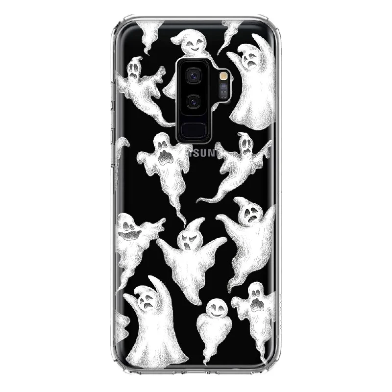 For Samsung Galaxy S9 Plus Cute Halloween Spooky Floating Ghosts Horror Scary Design Hybrid Protective Phone Case Cover