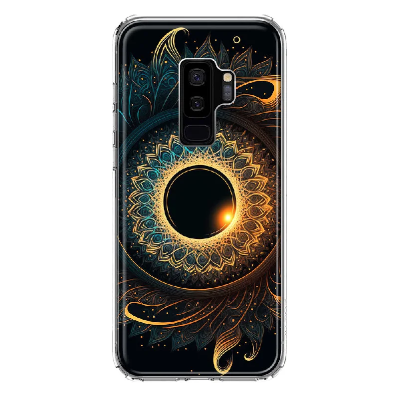 For Samsung Galaxy S9 Plus Mandala Geometry Abstract Eclipse Pattern Design Hybrid Protective Phone Case Cover