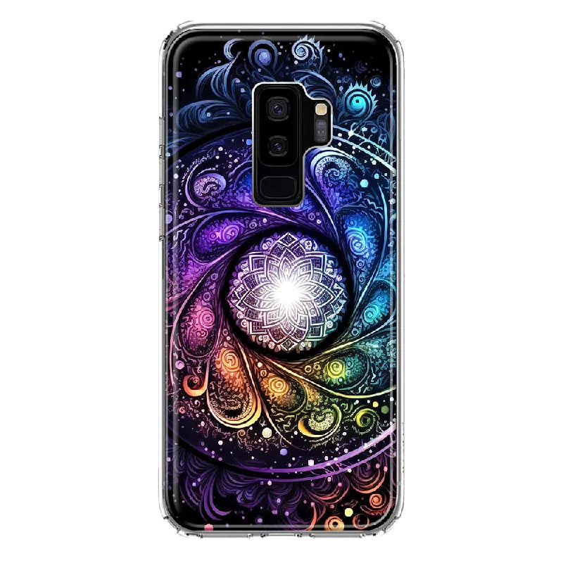 For Samsung Galaxy S9 Plus Mandala Geometry Abstract Galaxy Pattern Design Hybrid Protective Phone Case Cover