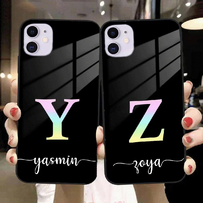 Multicolor Alphabet Glass Phone Case