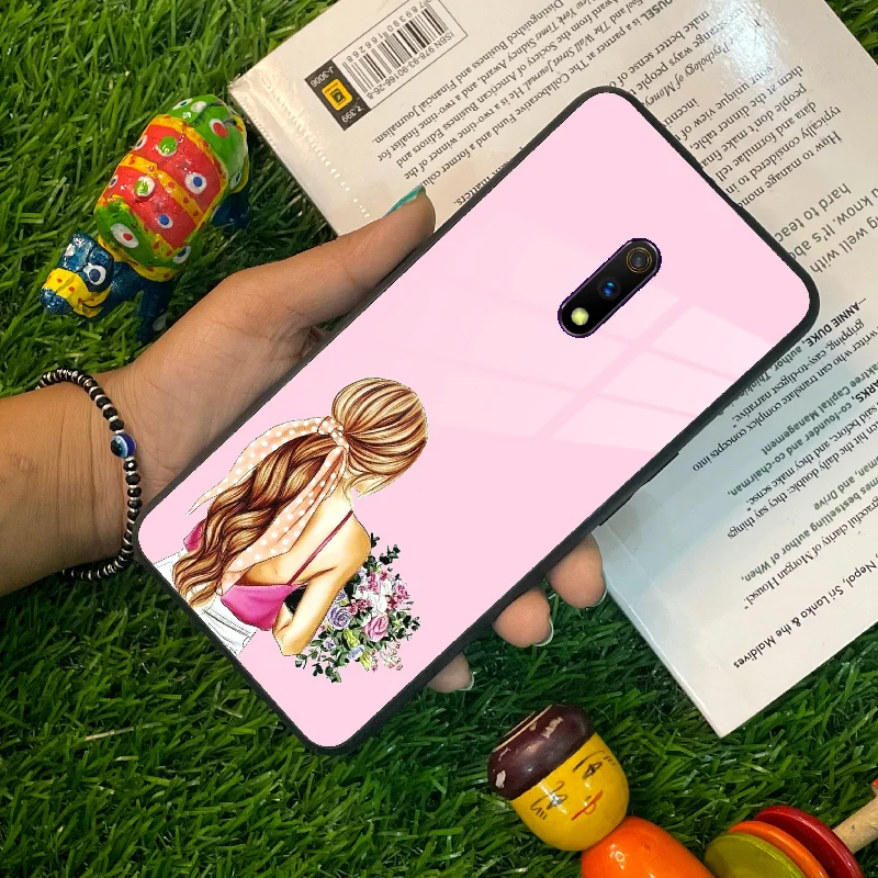 Styles Girl With Flower Glass Case For Realme/Narzo