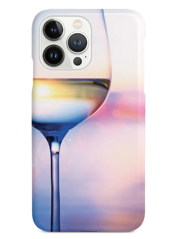 White Wine In Glass - Summer Sunset Background - White Case