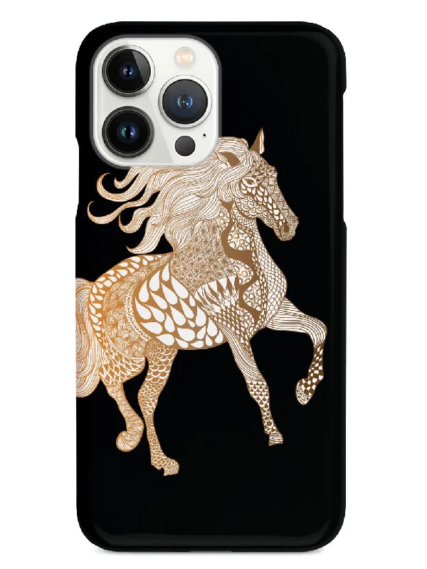 Zentangle Horse - Caramel Bronze - Black Case